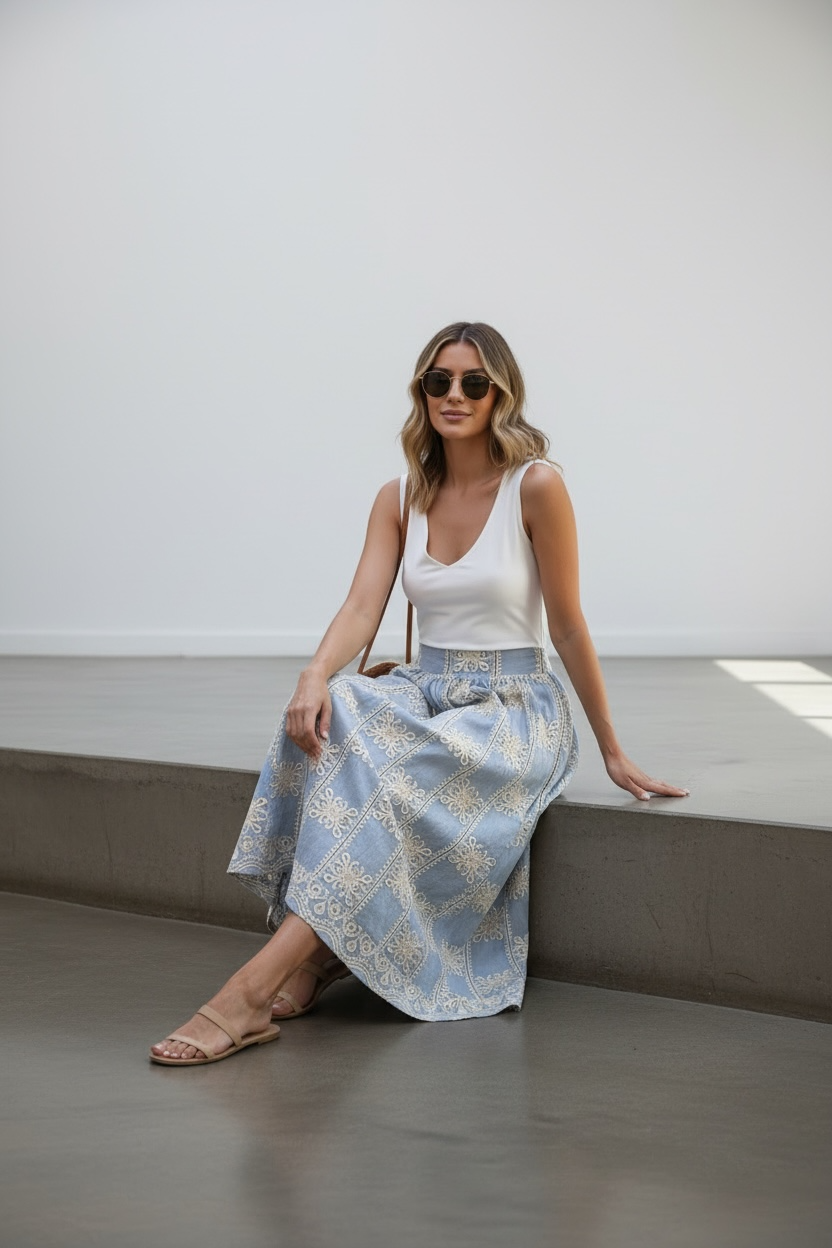 Falda Antonella Celeste