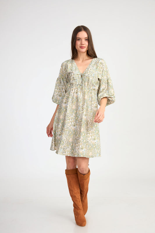 Vestido Corto Martina Estampado verde