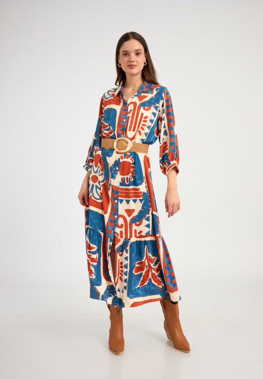 Vestido Simone Estampado azul