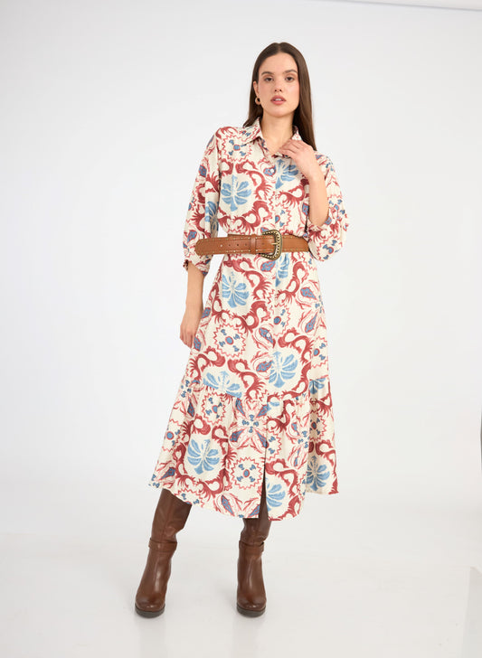 Vestido Simone Estampado vino