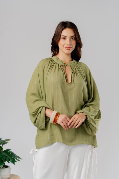 Blusa Boho Nati color Verde - Almát.pe