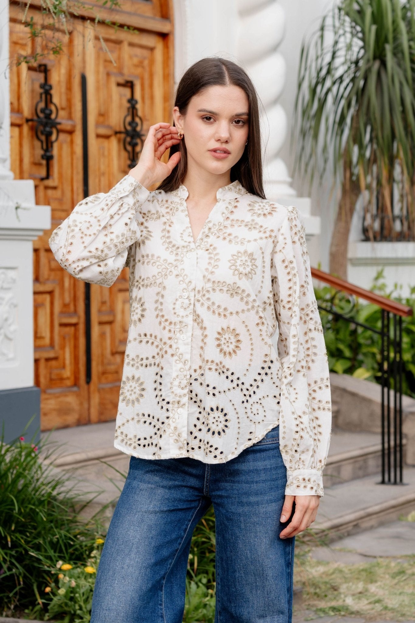 Blusa Broderie Emilia color S - Almát.pe