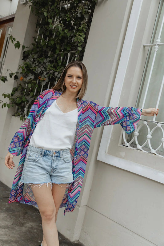 Kimono Alice Estampado color Única - Almát.pe